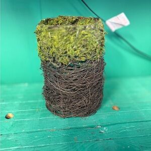 Rustic Moss-Trimmed Decorative Storage Basket - Green and Brown